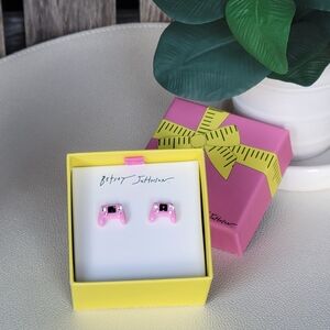 Betsey Johnson Pink Bling Controller Earrings